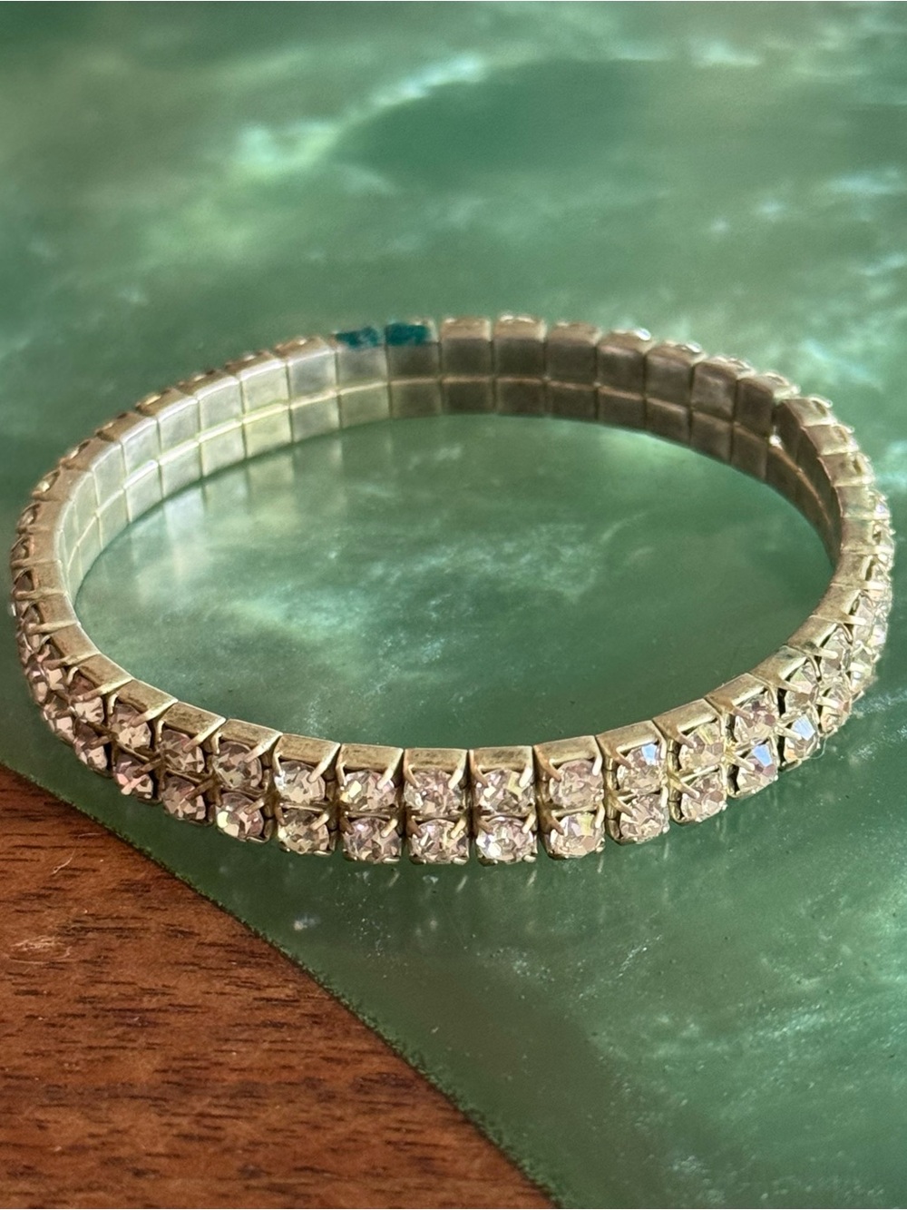 Vintage Silvertone, Rhinestone Stretch Bracelet